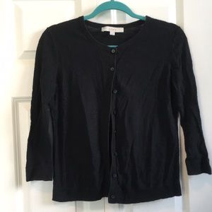 LOFT black textured cotton cardigan